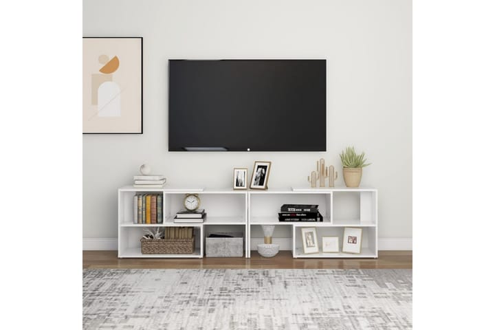 TV-bänk vit högglans 149x30x52 cm spånskiva - Vit - Möbler - TV- & Mediamöbler - TV-bänk & mediabänk