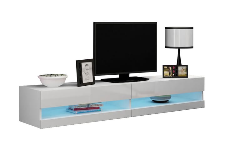 TV-bänk Wishon 180 cm Öppen Hylla - Vit/Vit Högglans - Möbler - Förvaring - Förvaringsskåp