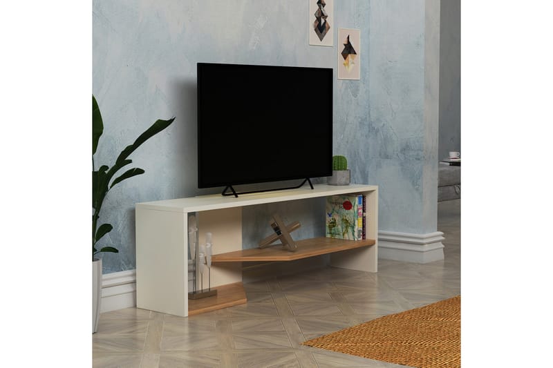 Tv-bänk Zakkum 123,6x40 cm - Vit - Möbler - TV- & Mediamöbler - TV bänk & mediabänk