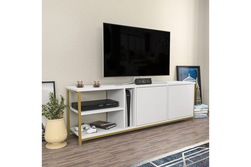 Tv-bänk Zakkum 160x50,8 cm - Vit - Möbler - TV- & Mediamöbler - TV bänk & mediabänk