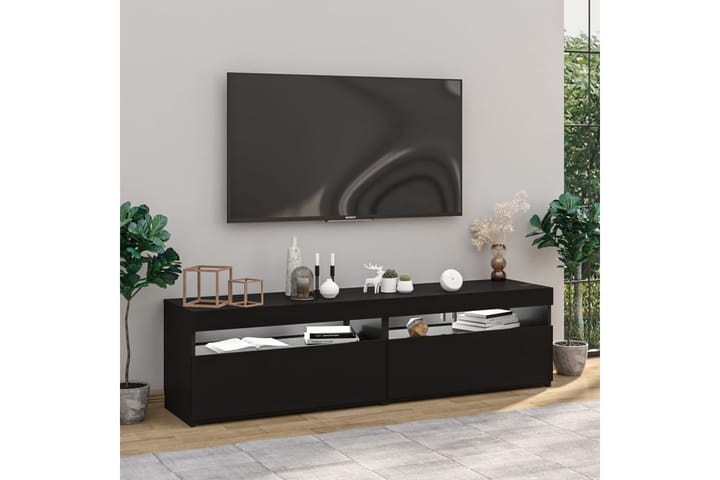 Tv-bänkar med LED-belysning 2 st svart högglans 75x35x40 cm - Svart - Möbler - TV- & Mediamöbler - TV bänk & mediabänk