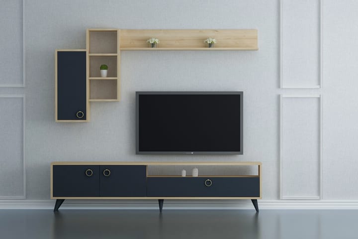 TV-Möbelset Chong 180 cm - Ek|Antracit - Möbler - TV- & Mediamöbler - TV-bänk & mediabänk