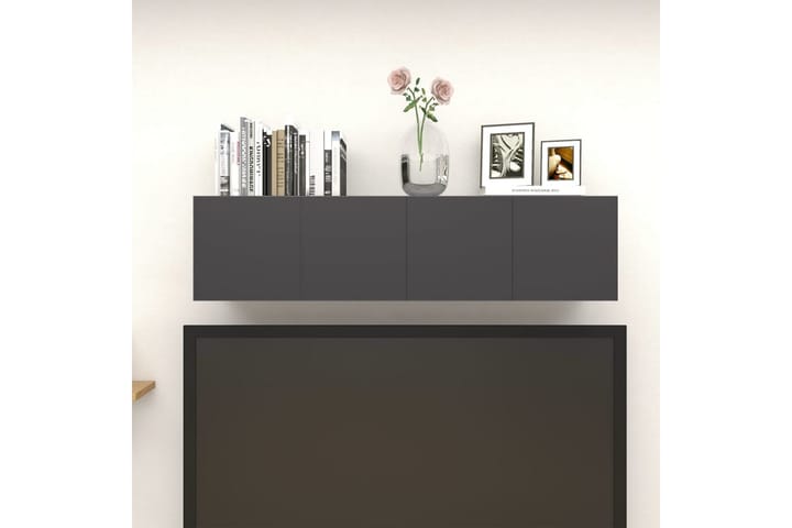Väggmonterade tv-skåp 4 st grå högglans 30,5x30x30 cm - Grå - Möbler - TV- & Mediamöbler - TV-bänk & mediabänk