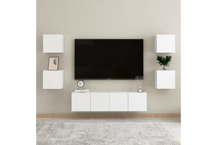Väggmonterade tv-skåp 4 st vit 30,5x30x30 cm - Vit - Möbler - TV- & Mediamöbler - TV-bänk & mediabänk