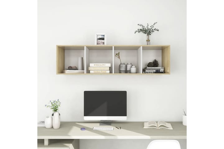 Väggmonterat tv-skåp somona-ek och vit 37x37x142,5 cm spånsk - Brun - Möbler - TV- & Mediamöbler - TV-bänk & mediabänk