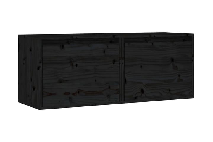 Väggskåp 2 st 45x30x35 cm massiv furu svart - Svart - Möbler - TV- & Mediamöbler - TV bänk & mediabänk