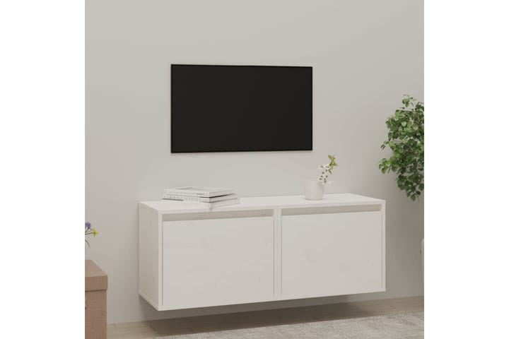 Väggskåp 2 st 45x30x35 cm massiv furu vit - Vit - Möbler - TV- & Mediamöbler - TV-bänk & mediabänk