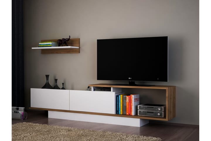 Tv-bänk Acherry - Vit|Valnöt - Möbler - TV- & Mediamöbler - TV-möbelset