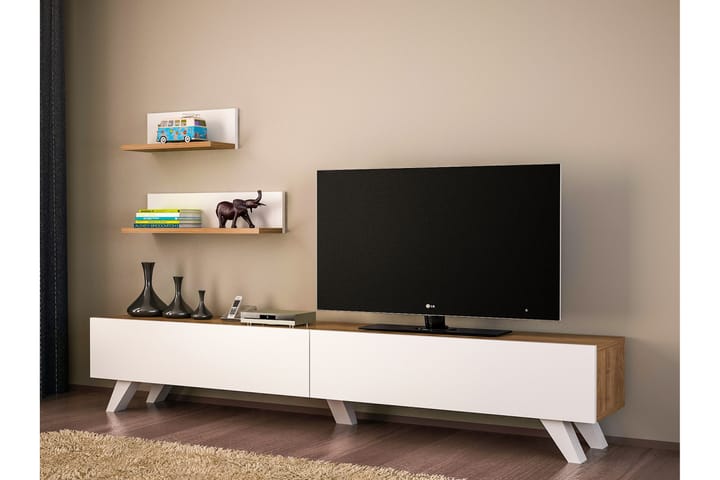 Tv-bänk Britan - Vit|Valnöt - Möbler - TV- & Mediamöbler - TV-möbelset