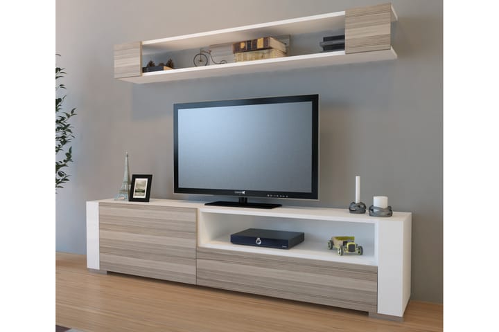 Tv-bänk Pangler med Vägghylla - Vit - Möbler - TV- & Mediamöbler - TV-möbelset