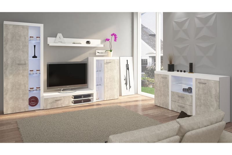TV-möbel Rumba - Vit/Betong - Möbler - TV- & Mediamöbler - TV-möbelset
