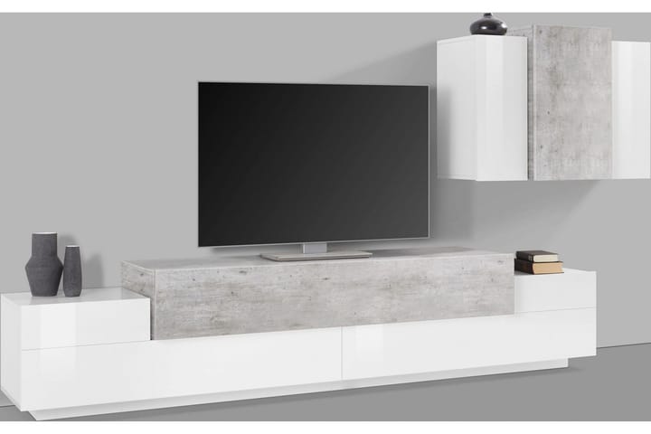 Tv-möbelset Cordera 330x180 cm - Vit/Betonggrå - Möbler - TV- & Mediamöbler - TV-möbelset