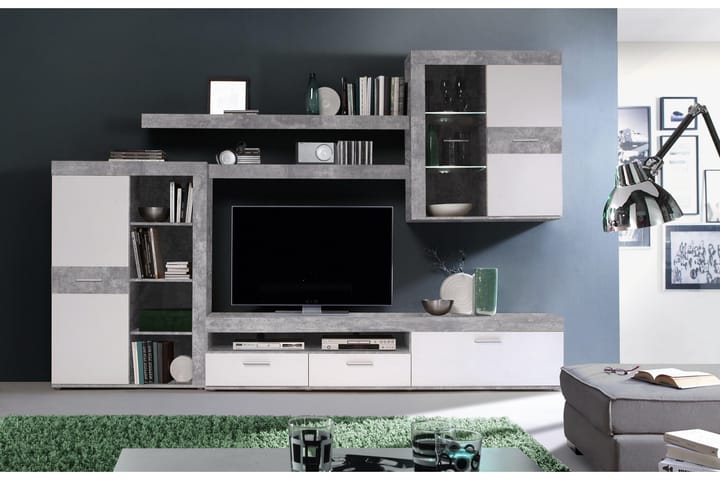 Tv-möbelset Dagopol 41x300 cm - Vit/Grå - Möbler - TV- & Mediamöbler - TV-möbelset