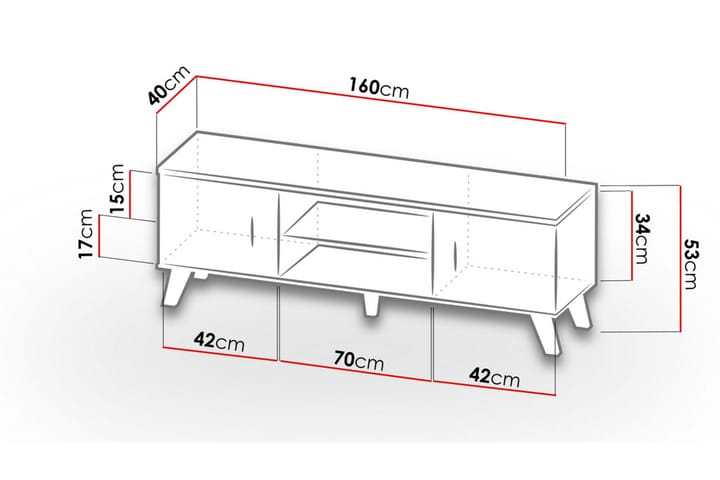 Tv-möbelset Dudley 160 cm - Natur/Svart - Möbler - TV- & Mediamöbler - TV-möbelset