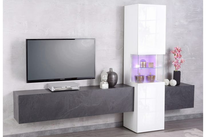 Tv-möbelset Incaffi 265x181 cm - Glas/Vit/Svart - Möbler - TV- & Mediamöbler - TV-möbelset