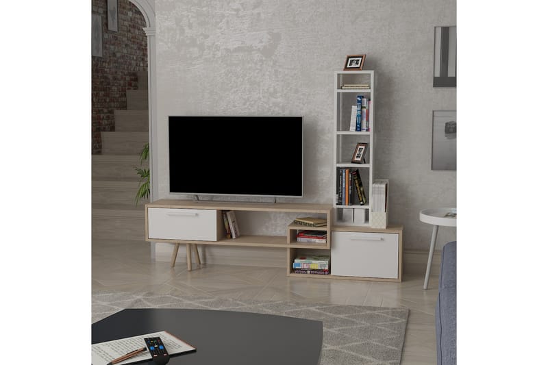 Tv-möbelset Lagomood 167 cm - Vit/Natur/Brun - Möbler - TV- & Mediamöbler - TV-möbelset