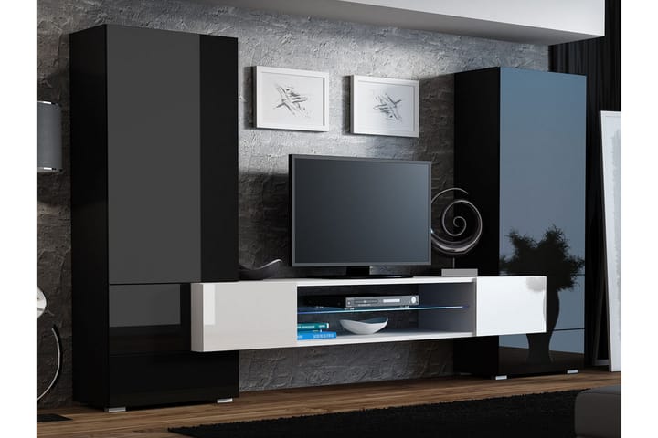 TV-möbelset & LED Tori 278x46x162 cm - Svart/Vit/RGB LED - Möbler - TV- & Mediamöbler - TV-möbelset