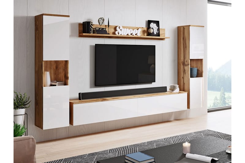 Tv-möbelset Mototada - Natur/Vit - Möbler - TV- & Mediamöbler - TV-möbelset