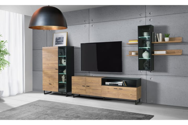 Tv-möbelset Plovdis 41x359 cm - Brun/Svart - Möbler - TV- & Mediamöbler - TV-möbelset
