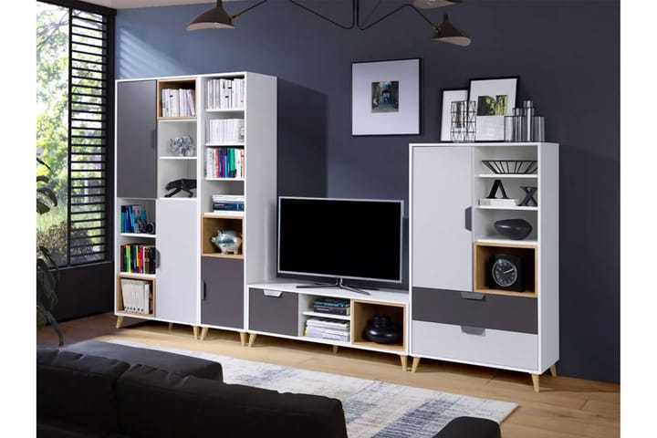 Tv-möbelset Takeshi 120 cm - Vit/Grå - Möbler - TV- & Mediamöbler - TV-möbelset