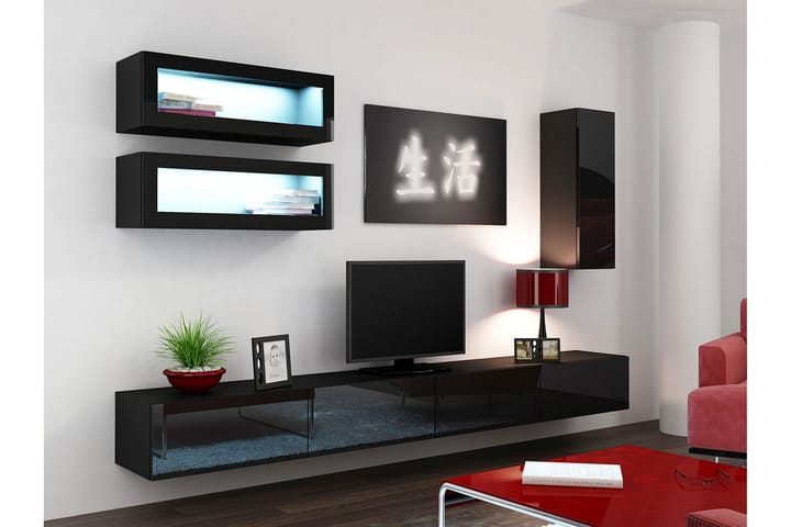 TV-möbelset Wishon 280x40x180 cm - Vit - Möbler - TV- & Mediamöbler - TV-möbelset