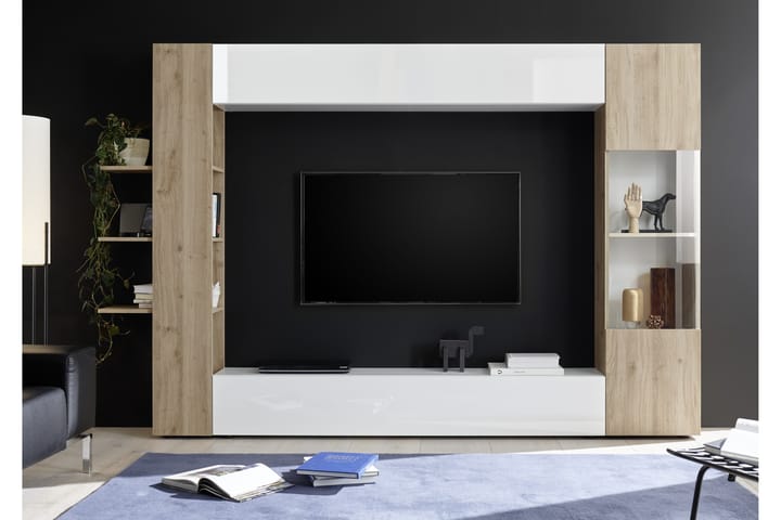 Väggkombination Selvena 295 cm - Vit|Trä - Möbler - TV- & Mediamöbler - TV-möbelset