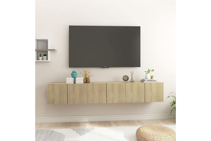 Hängande TV-skåp 3 st sonoma-ek 60x30x30 cm - Brun - Förvaring - Hylla - Vägghylla