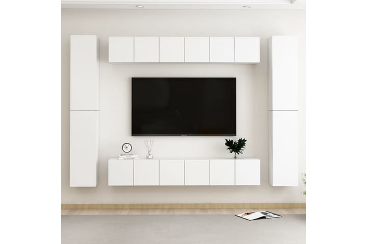 TV-skåp 10 delar vit spånskiva - Vit - Möbler - TV- & Mediamöbler - TV-skåp