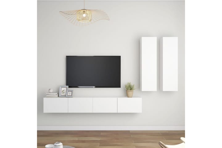 TV-skåp 4 delar vit spånskiva - Vit - Möbler - TV- & Mediamöbler - TV-skåp