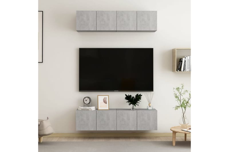 TV-skåp 4 st betonggrå 60x30x30 cm spånskiva - Grå - Möbler - TV- & Mediamöbler - TV-skåp