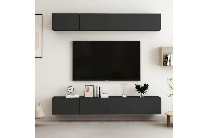 TV-skåp 4 st svart 100x30x30 cm spånskiva - Svart - Möbler - TV- & Mediamöbler - TV-skåp