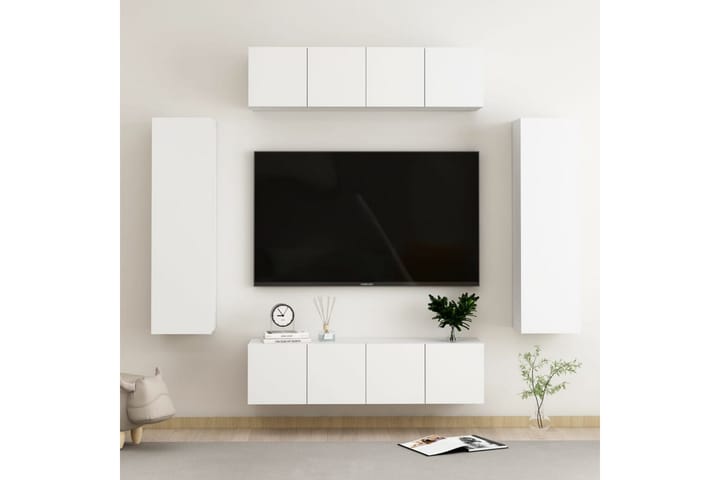 TV-skåp 6 delar vit spånskiva - Vit - Möbler - TV- & Mediamöbler - TV-skåp