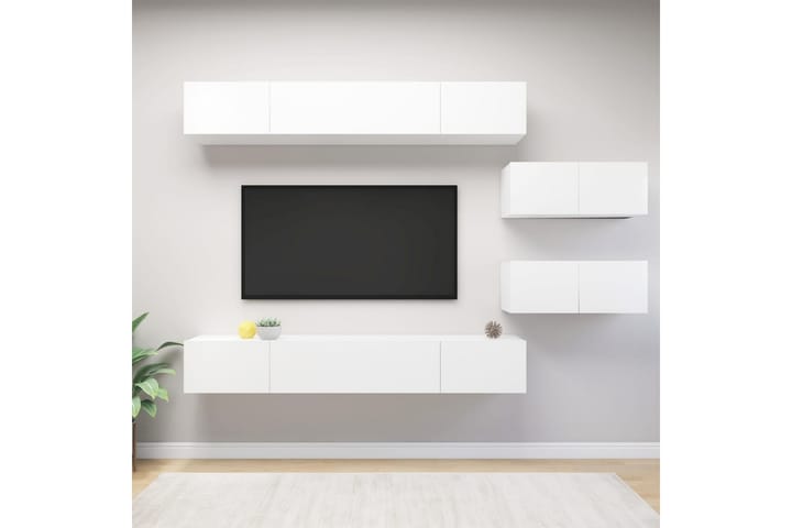 TV-skåp 6 delar vit spånskiva - Vit - Möbler - TV- & Mediamöbler - Mediastativ & väggfäste - Tv-stativ & Tv-väggfäste