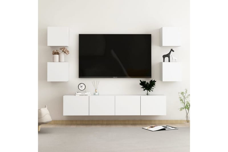 TV-skåp 6 delar vit spånskiva - Vit - Möbler - TV- & Mediamöbler - TV-skåp