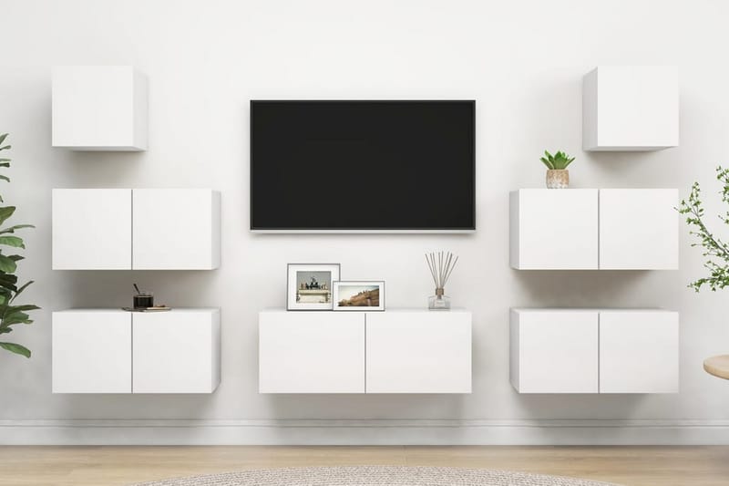 TV-skåp 7 delar vit spånskiva - Vit - Möbler - TV- & Mediamöbler - TV-skåp