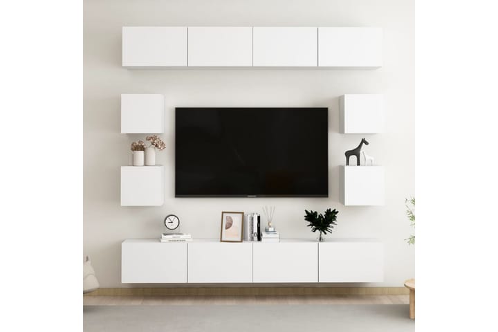 TV-skåp 8 delar vit spånskiva - Vit - Möbler - TV- & Mediamöbler - TV-skåp