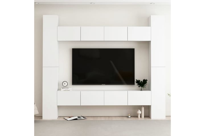 TV-skåp 8 delar vit spånskiva - Vit - Möbler - TV- & Mediamöbler - TV-skåp