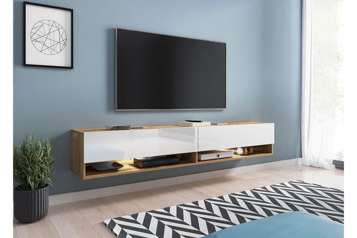 Tv-skåp Bulvine 180 cm RGB LED - Vit/Natur - Möbler - TV- & Mediamöbler - TV-skåp