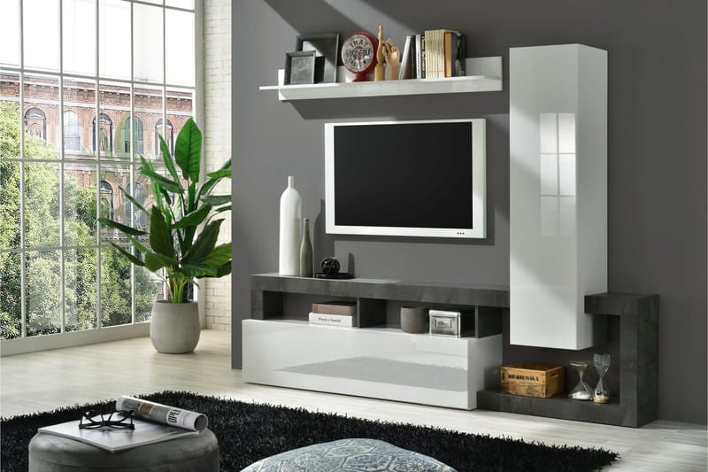 TV-skåp Wedel 55x219 cm - Vit/Oxid - Möbler - TV- & Mediamöbler - TV-möbelset