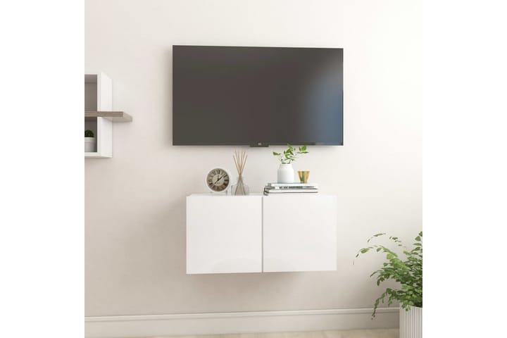 Väggmonterad TV-skåp vit högglans 60x30x30 cm - Vit - Möbler - TV- & Mediamöbler - TV-skåp