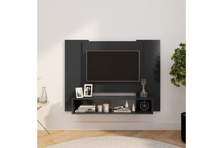 Väggmonterat tv-skåp grå 120x23,5x90 cm spånskiva - Grå - Möbler - TV- & Mediamöbler - TV-skåp