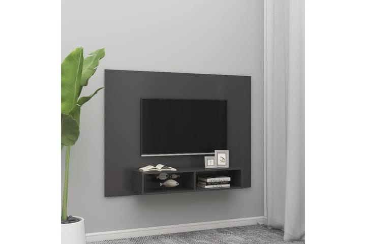 Väggmonterat tv-skåp grå 135x23,5x90 cm spånskiva - Grå - Möbler - TV- & Mediamöbler - TV-skåp