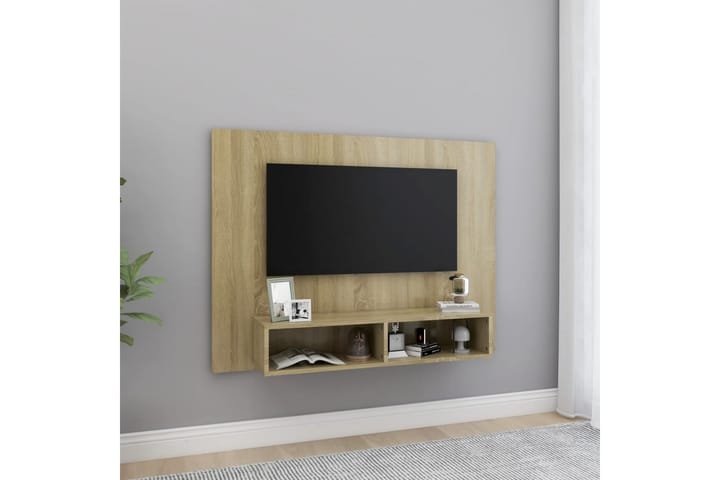 Väggmonterat tv-skåp sonoma-ek 120x23,5x90 cm spånskiva - Brun - Möbler - TV- & Mediamöbler - TV-skåp