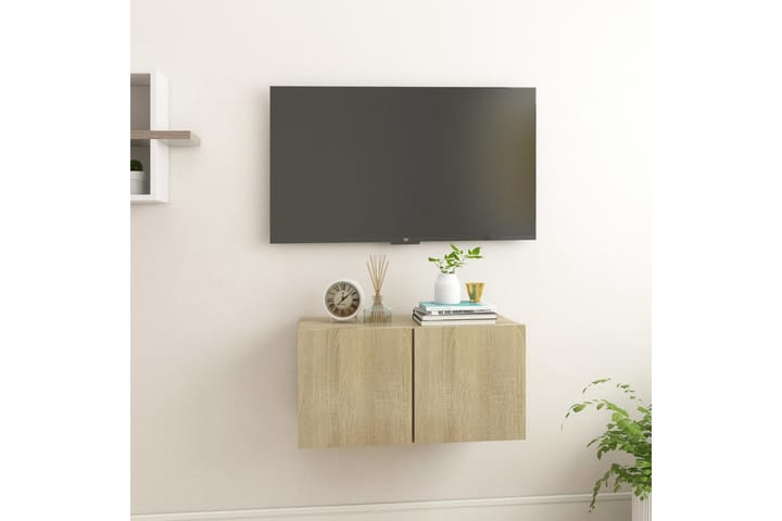 Väggmonterat TV-skåp sonoma-ek 60x30x30 cm - Brun - Möbler - TV- & Mediamöbler - TV-skåp