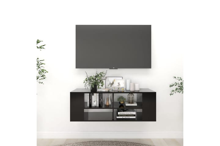 Väggmonterat tv-skåp svart 102x35x35 cm spånskiva - Svart - Möbler - TV- & Mediamöbler - TV-skåp