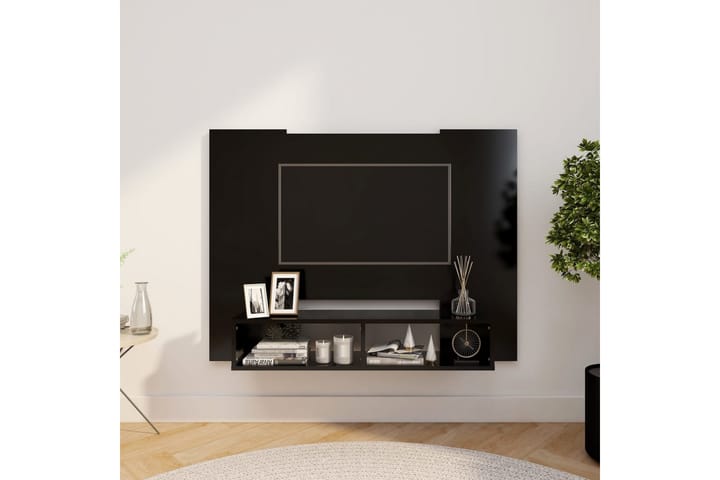 Väggmonterat tv-skåp svart 120x23,5x90 cm spånskiva - Svart - Möbler - TV- & Mediamöbler - TV-skåp