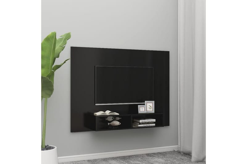 Väggmonterat tv-skåp svart 135x23,5x90 cm spånskiva - Svart - Möbler - TV- & Mediamöbler - TV-skåp