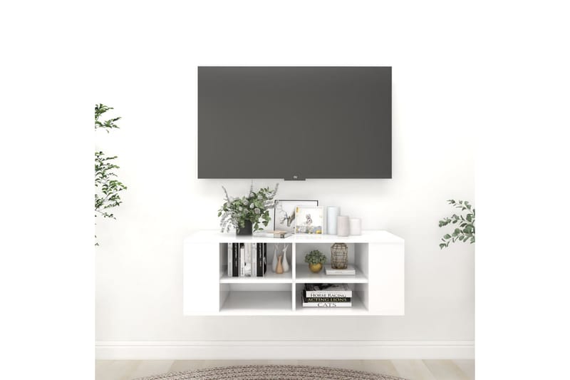 Väggmonterat tv-skåp vit 102x35x35 cm spånskiva - Vit - Möbler - TV- & Mediamöbler - TV-skåp