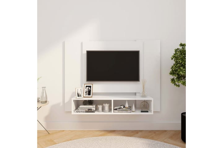Väggmonterat tv-skåp vit 120x23,5x90 cm spånskiva - Vit - Möbler - TV- & Mediamöbler - TV-skåp