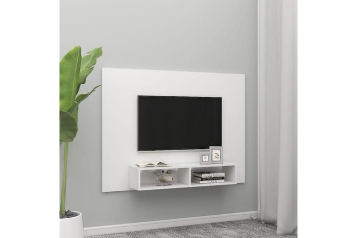 Väggmonterat tv-skåp vit 135x23,5x90 cm spånskiva - Vit - Möbler - TV- & Mediamöbler - TV-skåp